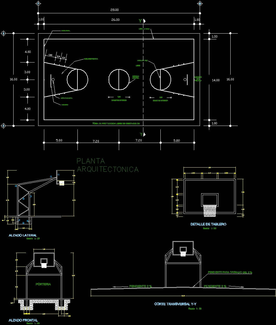 Volleyball court autocad drawing