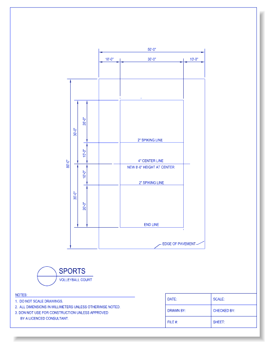 Volleyball Court Autocad Drawing